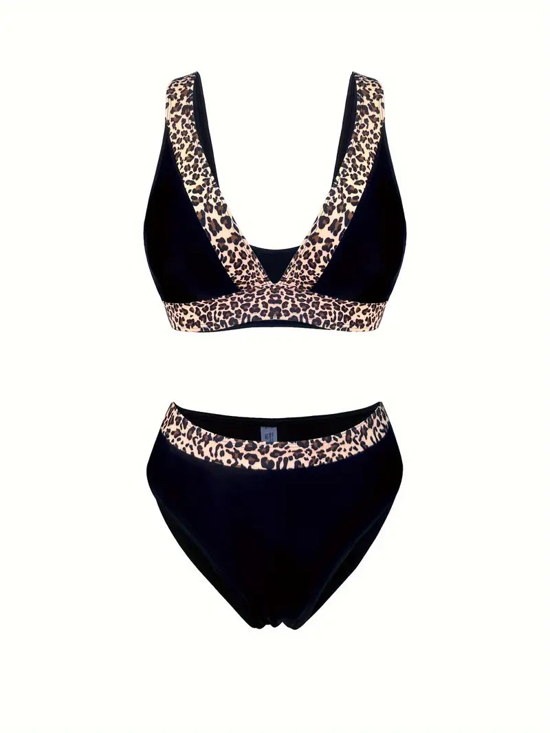 Panterprint bikini dames V-hals hoog model – Zayenna