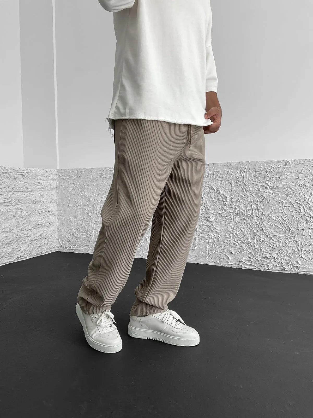 Geribbelde Herenbroek Spandex Comfort Stretch Fit – Nexoro