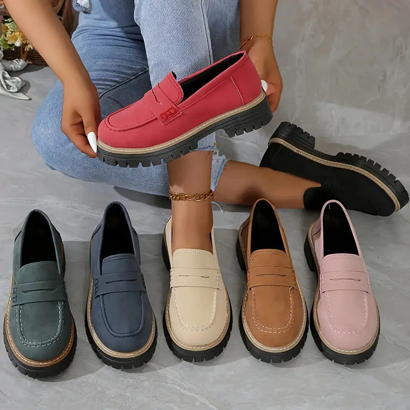 Chunky dames loafers met verhoogde zool en suede – Lurova