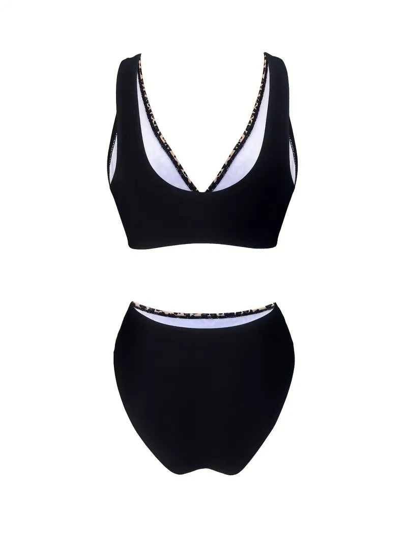 Panterprint bikini dames V-hals hoog model – Zayenna