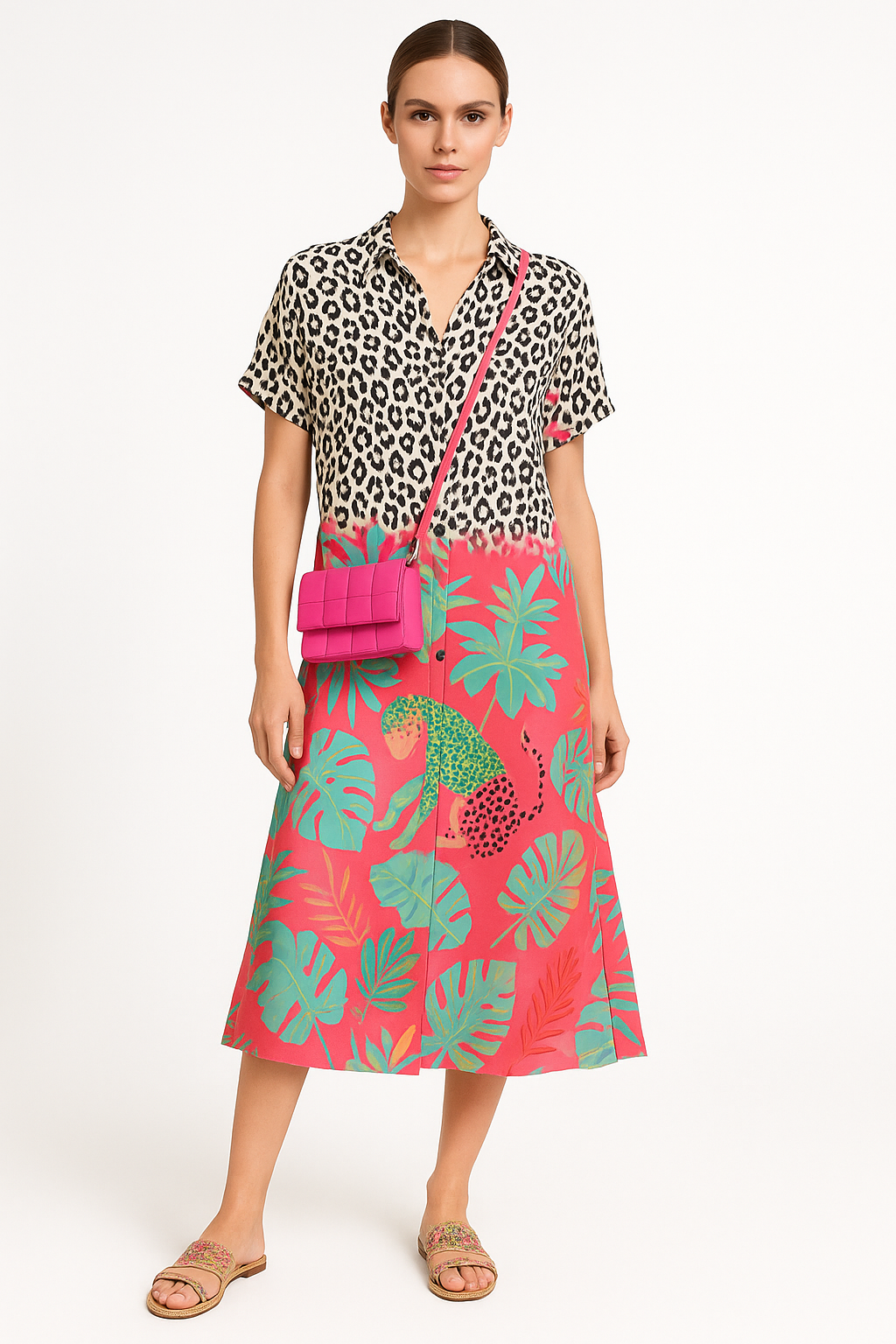 Luchtige maxi-jurk met V-hals en prints – Lara