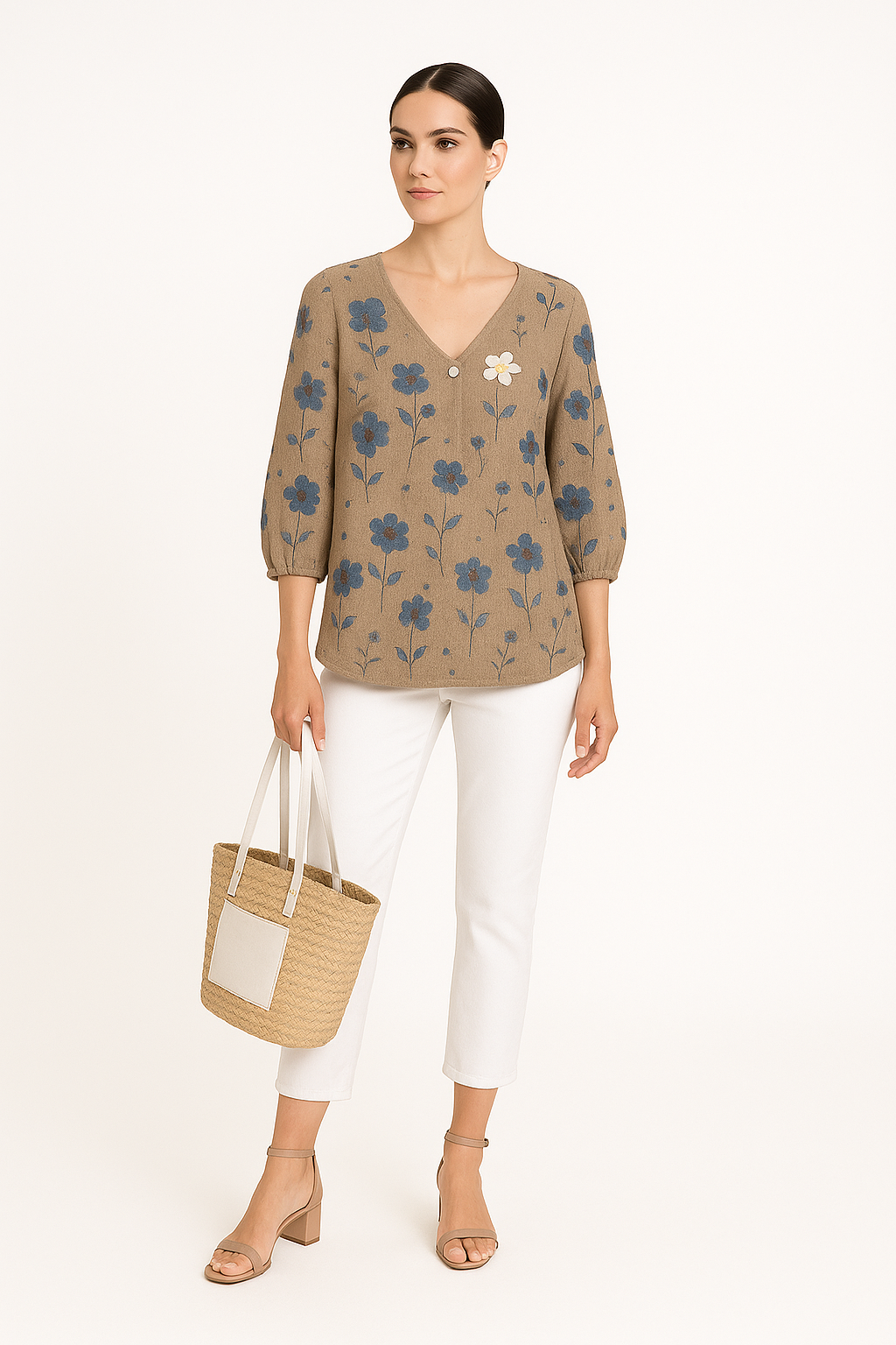 Luchtige damesblouse met bloemenprint en losse pasvorm – Élodie