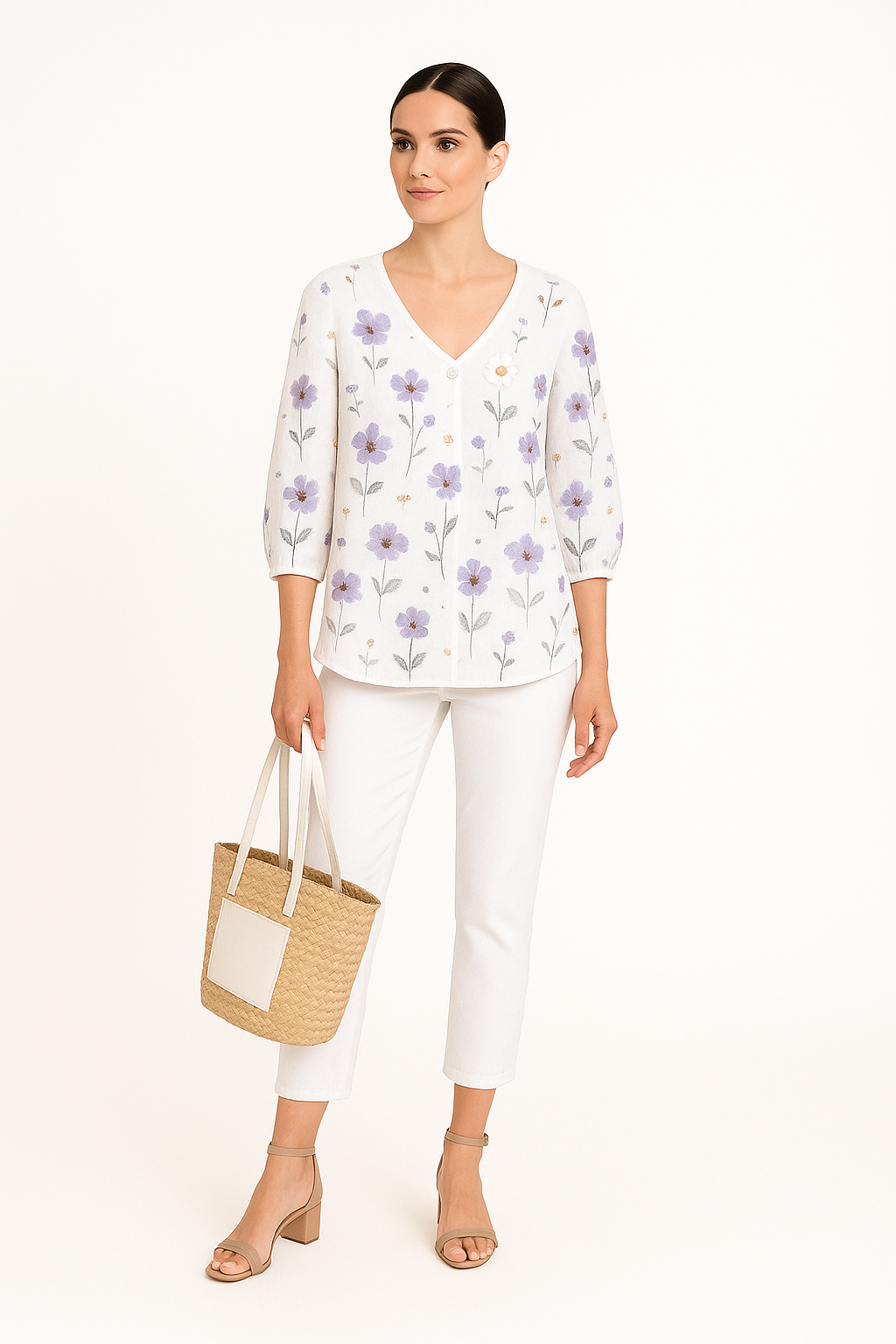 Luchtige damesblouse met bloemenprint en losse pasvorm – Élodie