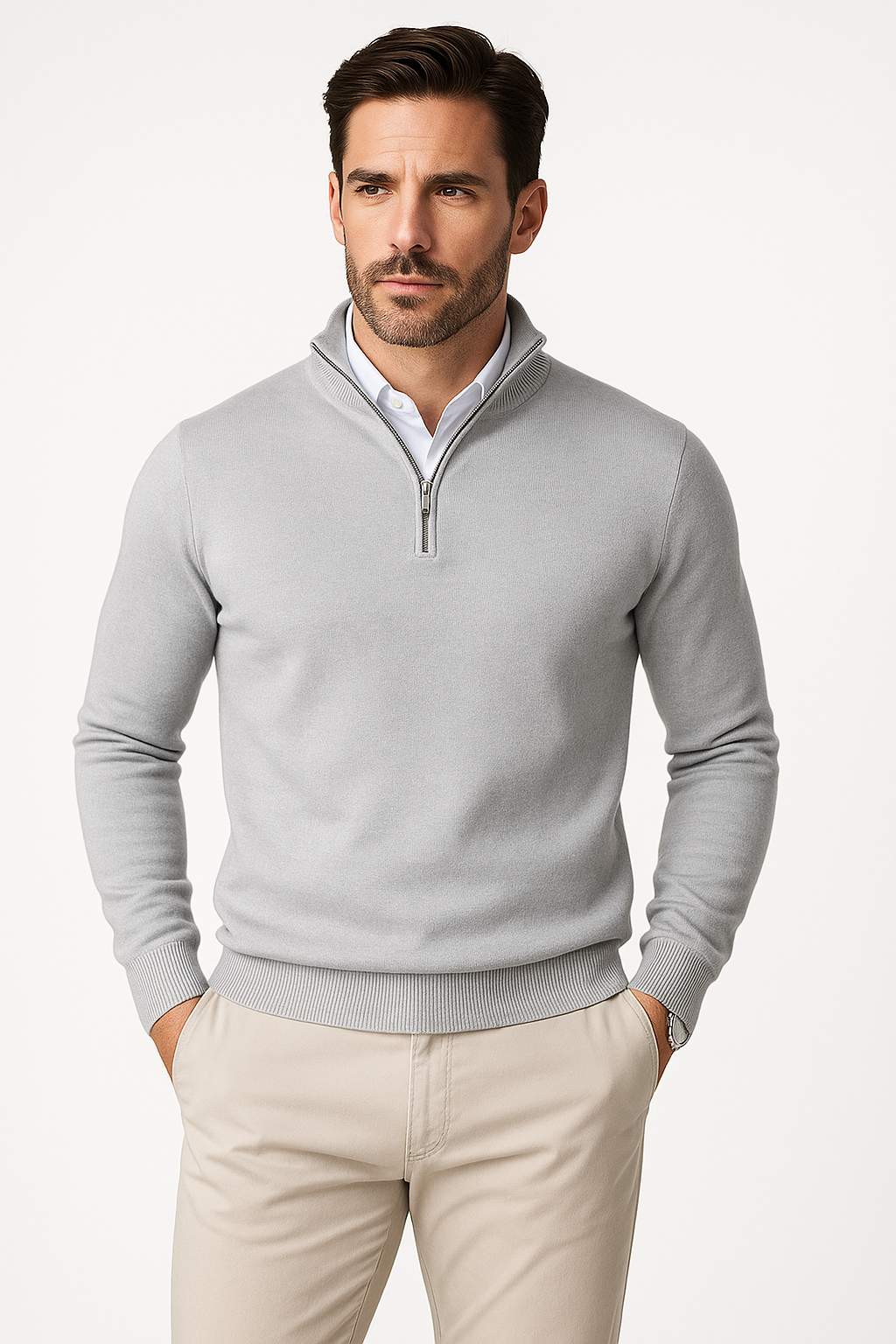 Merino herentrui met halve rits en comfort – Peter
