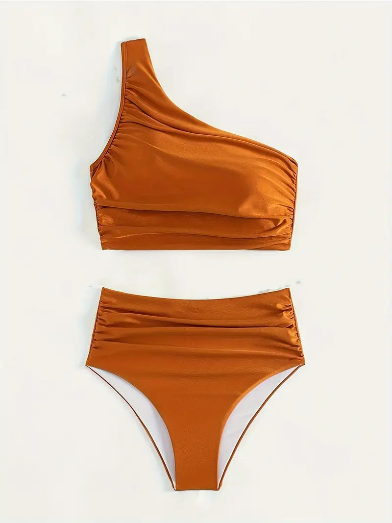 Satijnen bikini dames één schouder elegant – Marilou