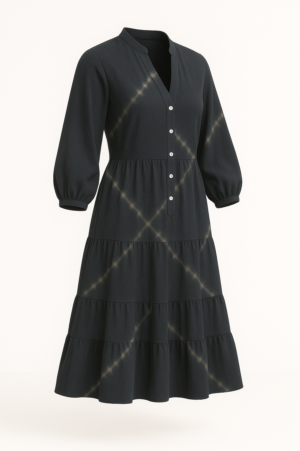 Maxi damesjurk met V-hals en bohemien streeppatroon – Evelina