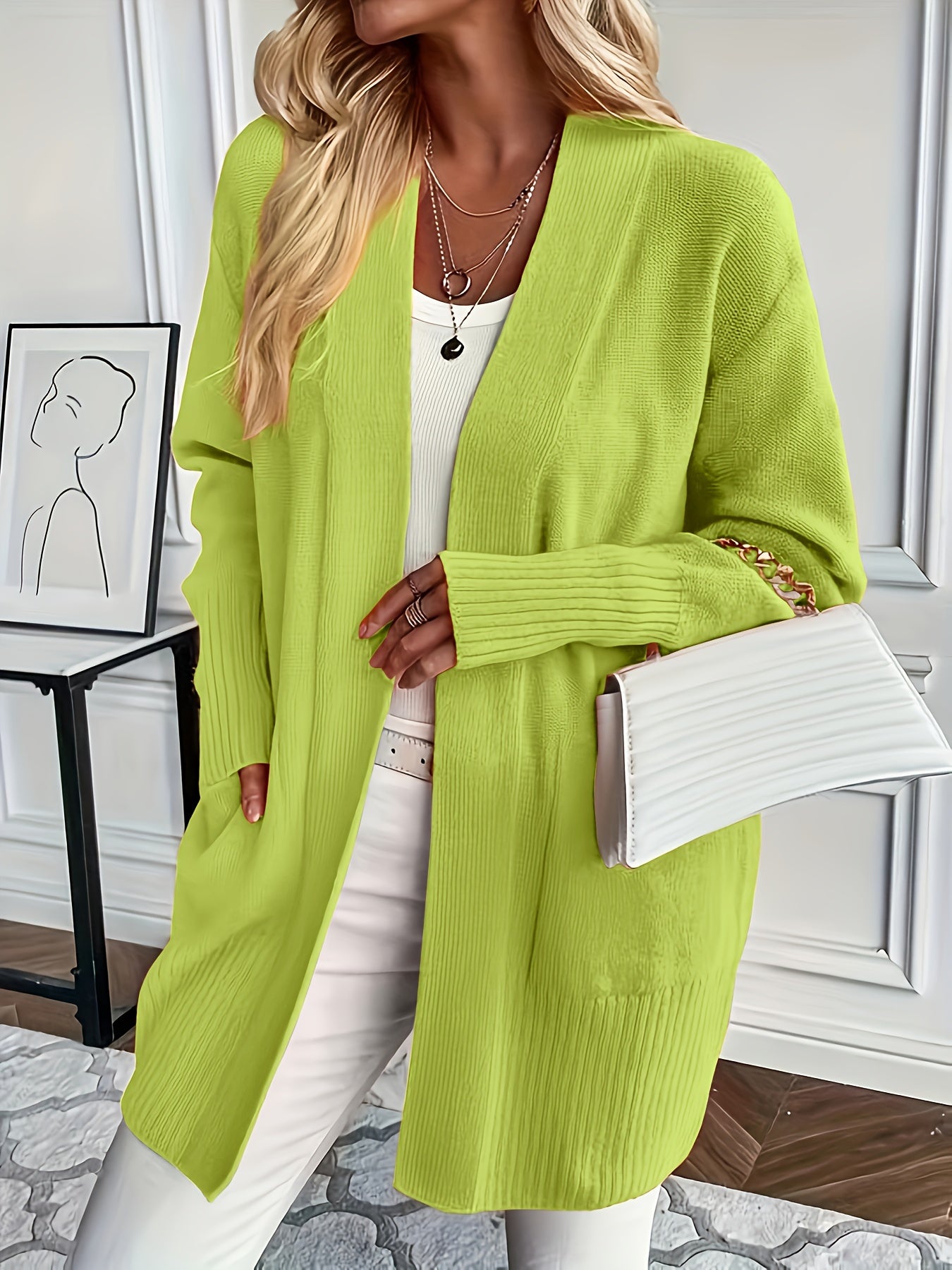 Lang dames vest met V-hals en stijl – Livia