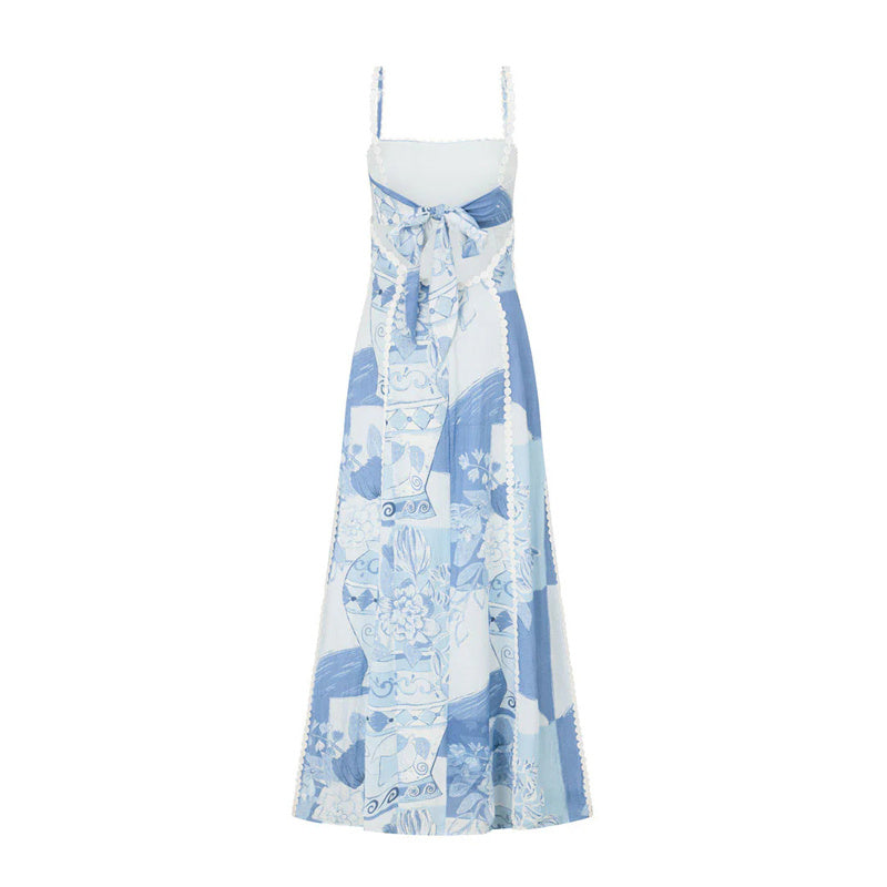Sexy Blauw Lange Jurk Met Kant - Sophie