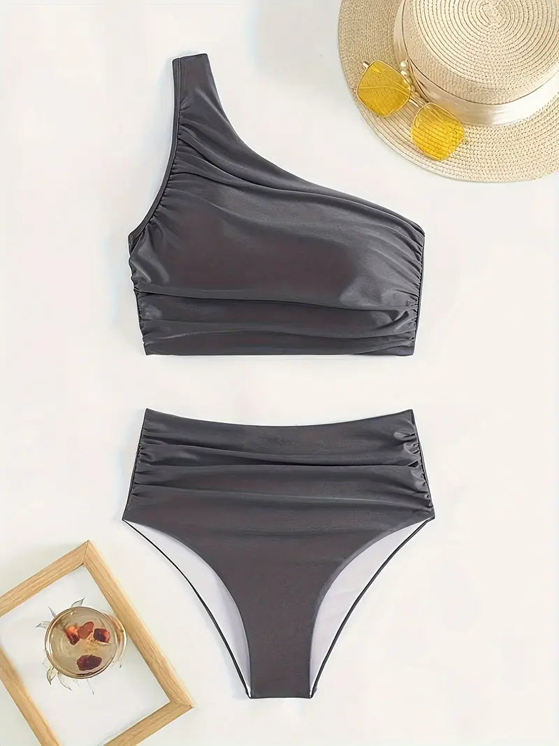 Satijnen bikini dames één schouder elegant – Marilou