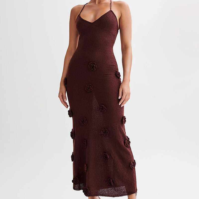 Gebreide maxi zomerjurk met open rug dames – Livia