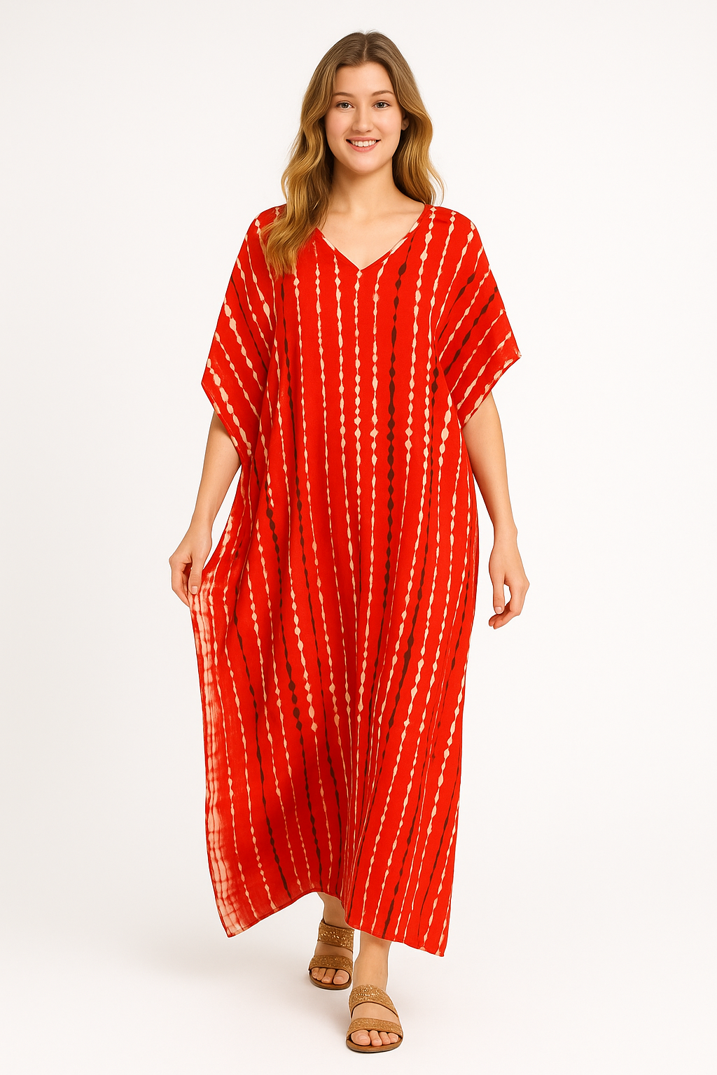 Rode Losse Kaftan Jurk voor Dames – Zherana