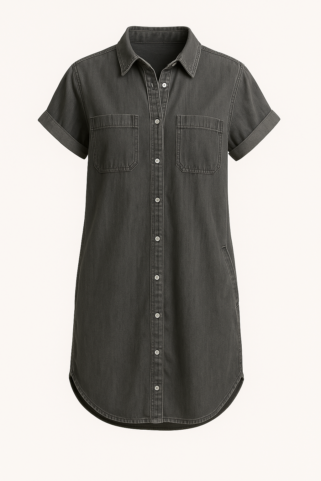 Denim Jurk met Korte Mouwen voor Casual Elegantie – Aubree