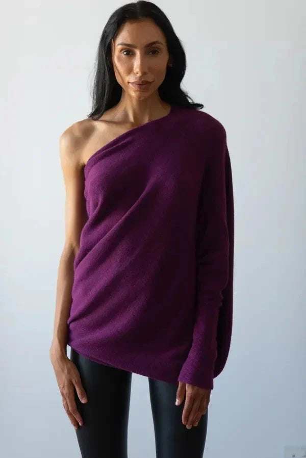 Gedrapeerde asymmetrische damestrui met casual pasvorm – Livia