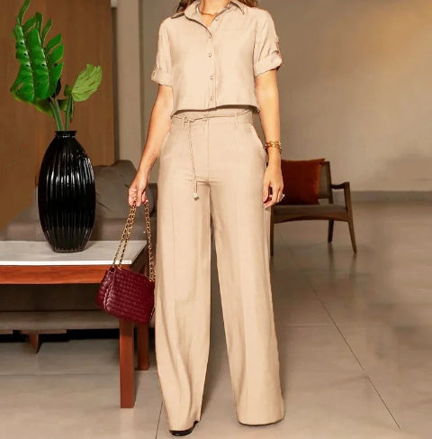 Chique dames set met blouson en rechte broek – Elvira
