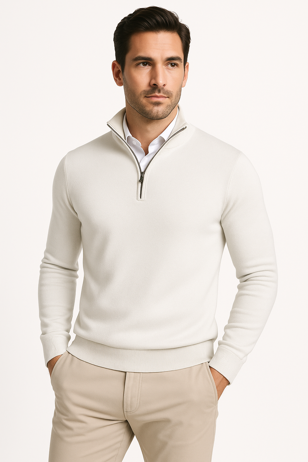 Merino herentrui met halve rits en comfort – Peter