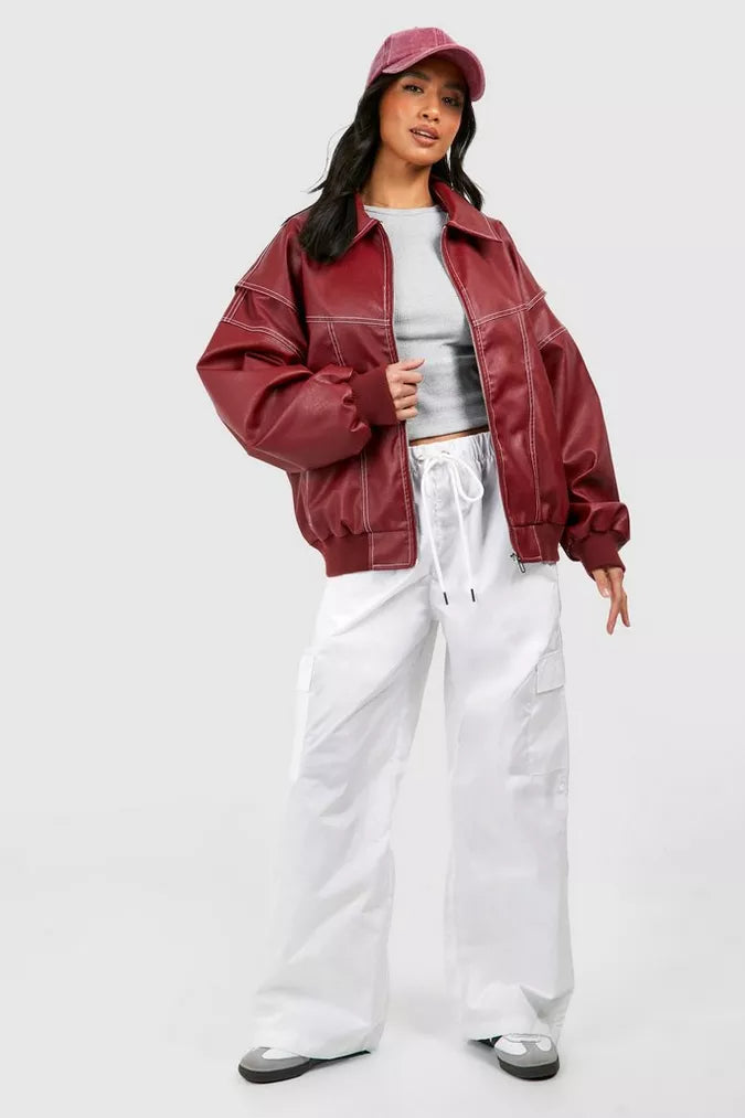 Oversized dames leren jack voor een gedurfde look – Ruby