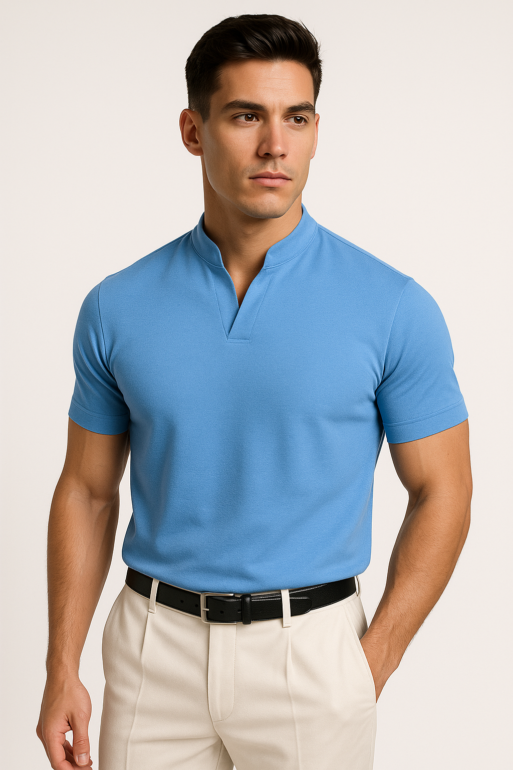 Sportief Overhemd Heren – Stretch, Casual V-hals | Flynzor