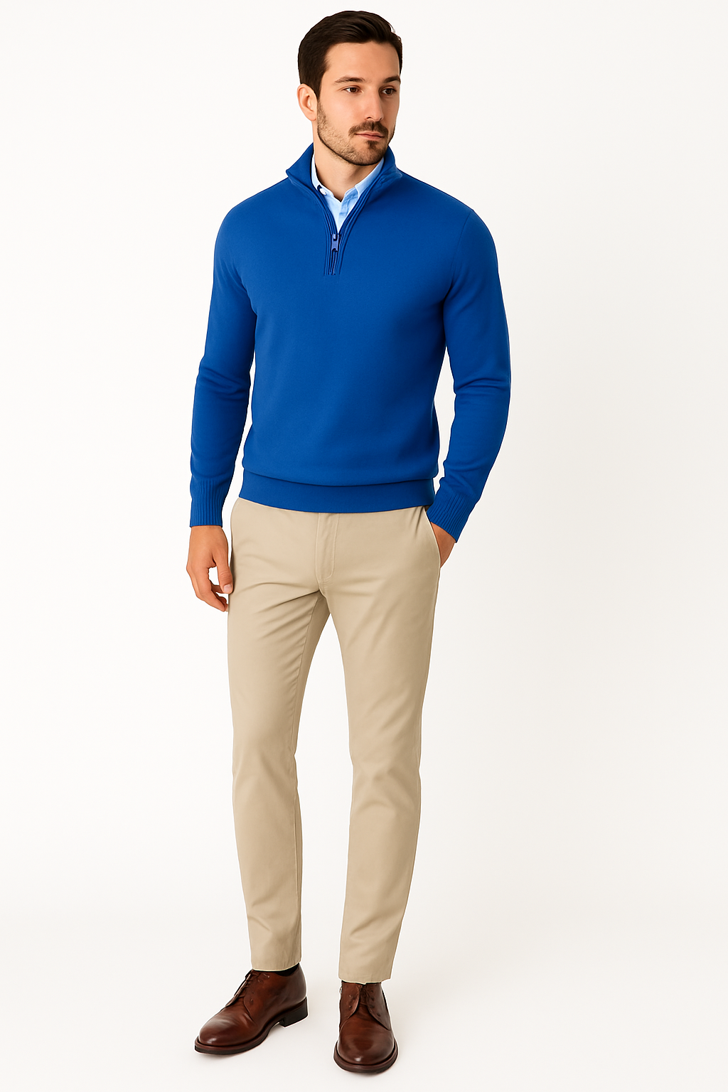Merino herentrui met halve rits en comfort – Peter