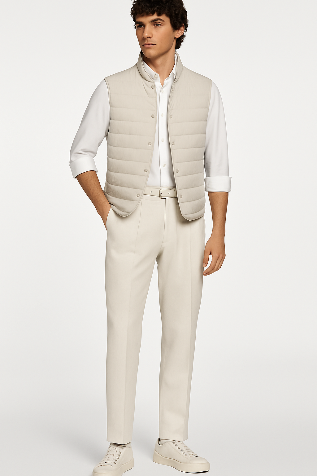 Heren bodywarmer lichtgewicht zandkleur outdoor stijl – Daan