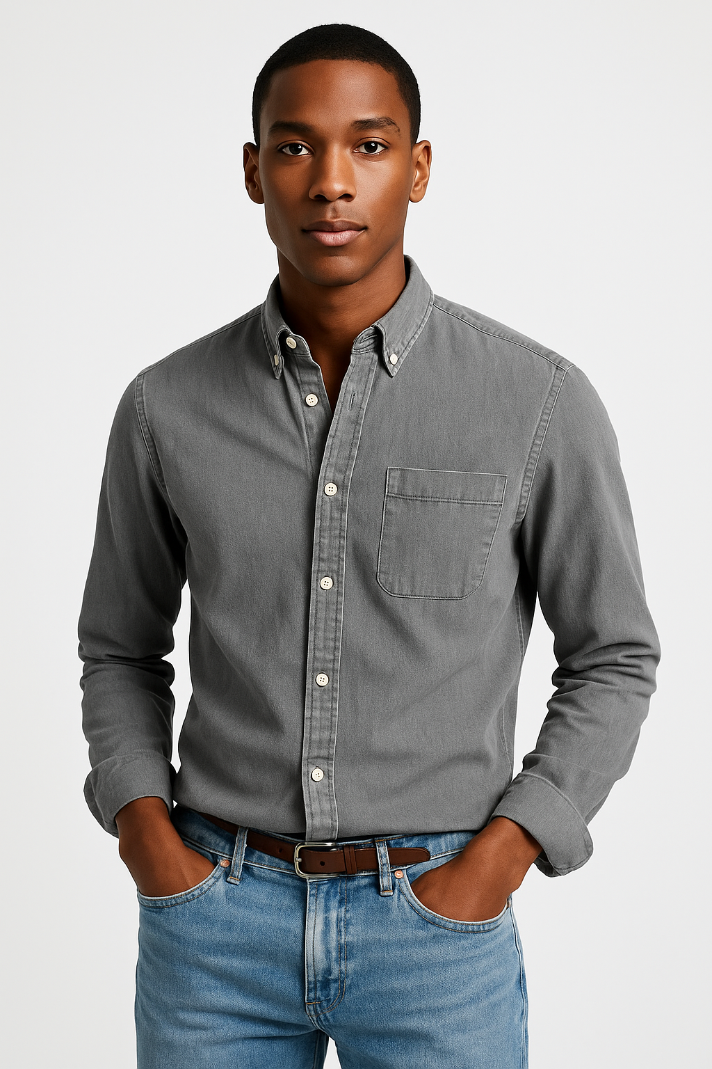 Casual herenoverhemd ademend katoen regular fit – Daan
