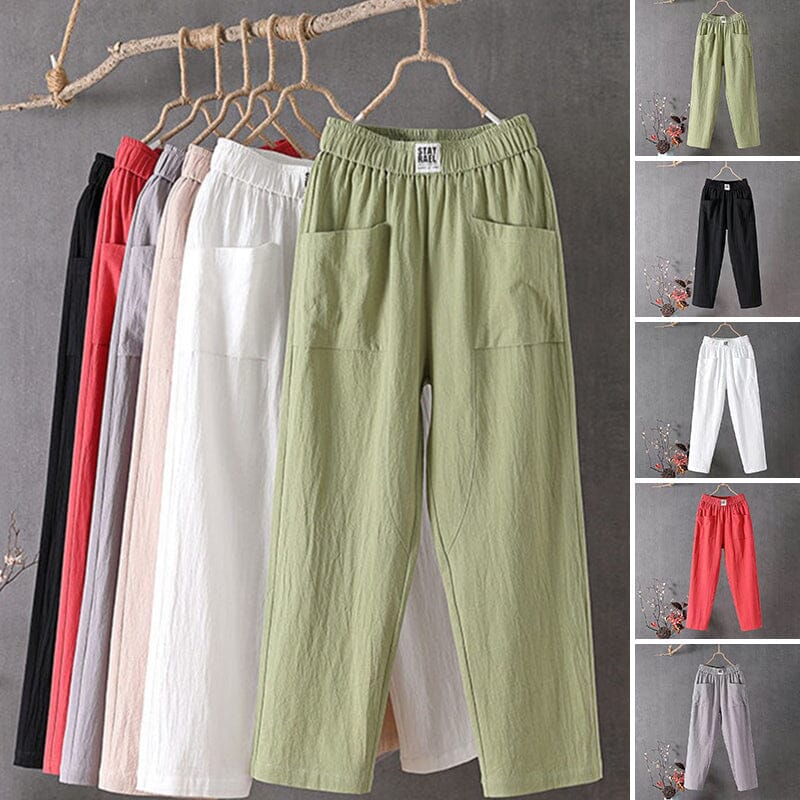 Dames Linnen Broek Hoge Taille Comfort Zomer – Felora