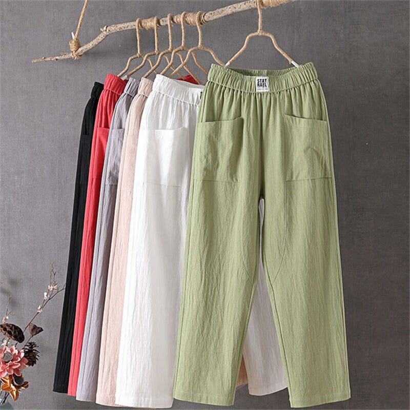 Dames Linnen Broek Hoge Taille Comfort Zomer – Felora