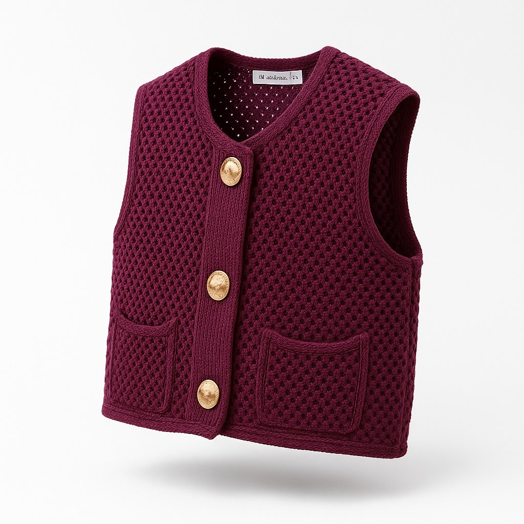 Mouwloos Gebreid Zomervest met Knoopjes – Livana