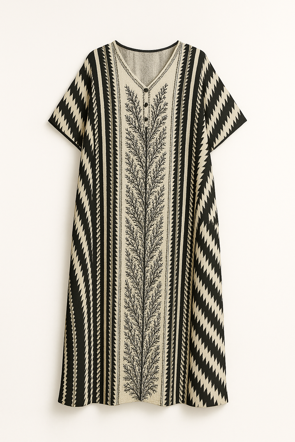 Etnische Zwart-Witte Kaftan Jurk voor Dames – Alenya