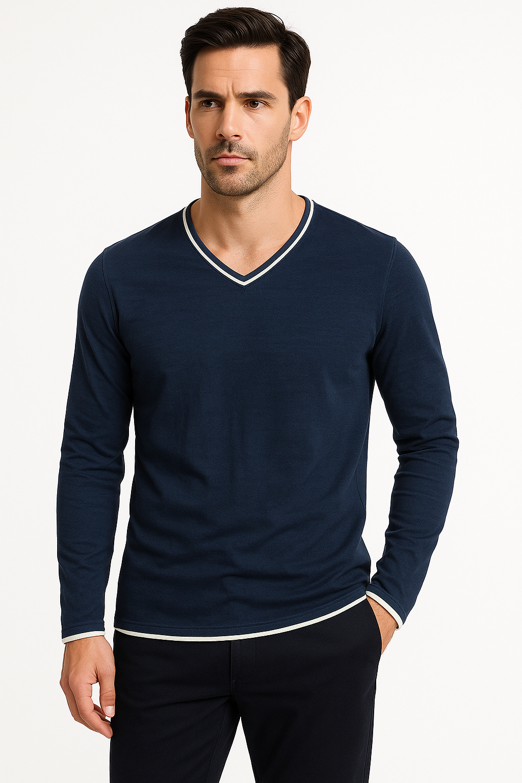 Herenoverhemd met V-Hals – Zomer Comfort Fit – Nakuro