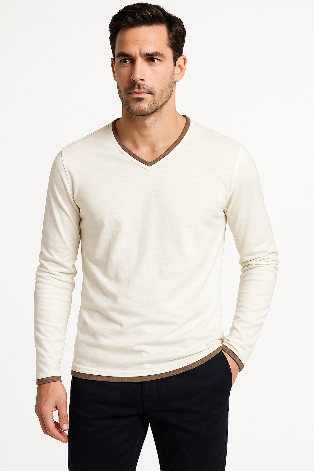 Herenoverhemd met V-Hals – Zomer Comfort Fit – Nakuro