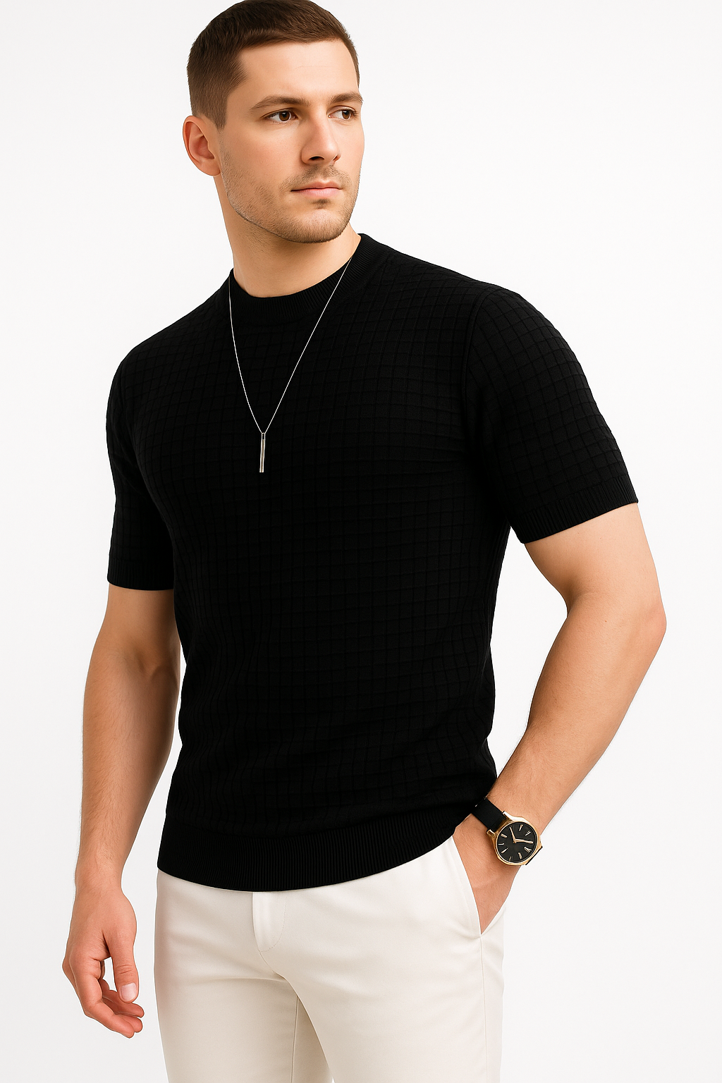 Casual heren T-shirt – ademend met wafelstructuur – Diederik