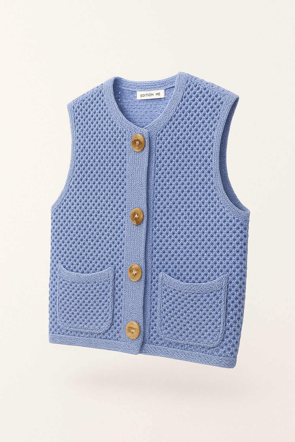 Mouwloos Gebreid Zomervest met Knoopjes – Livana