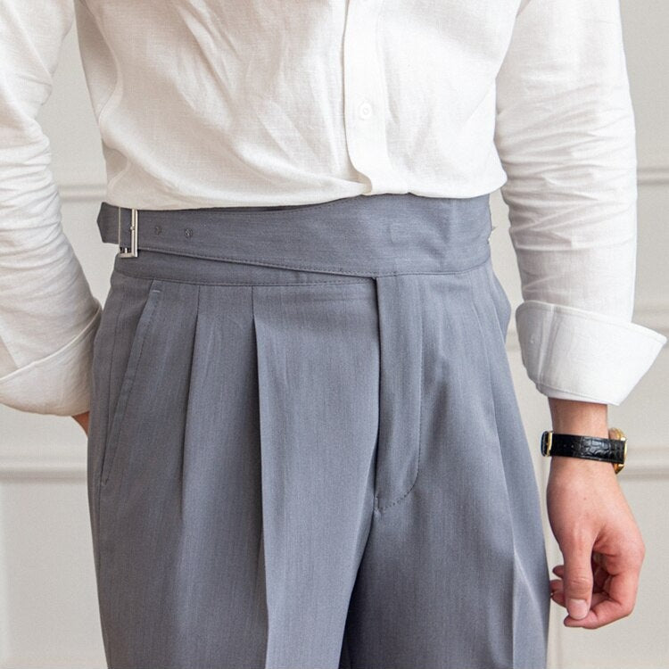 Klassieke Hoge Taille Buckle Dress Pants voor Heren - Mark