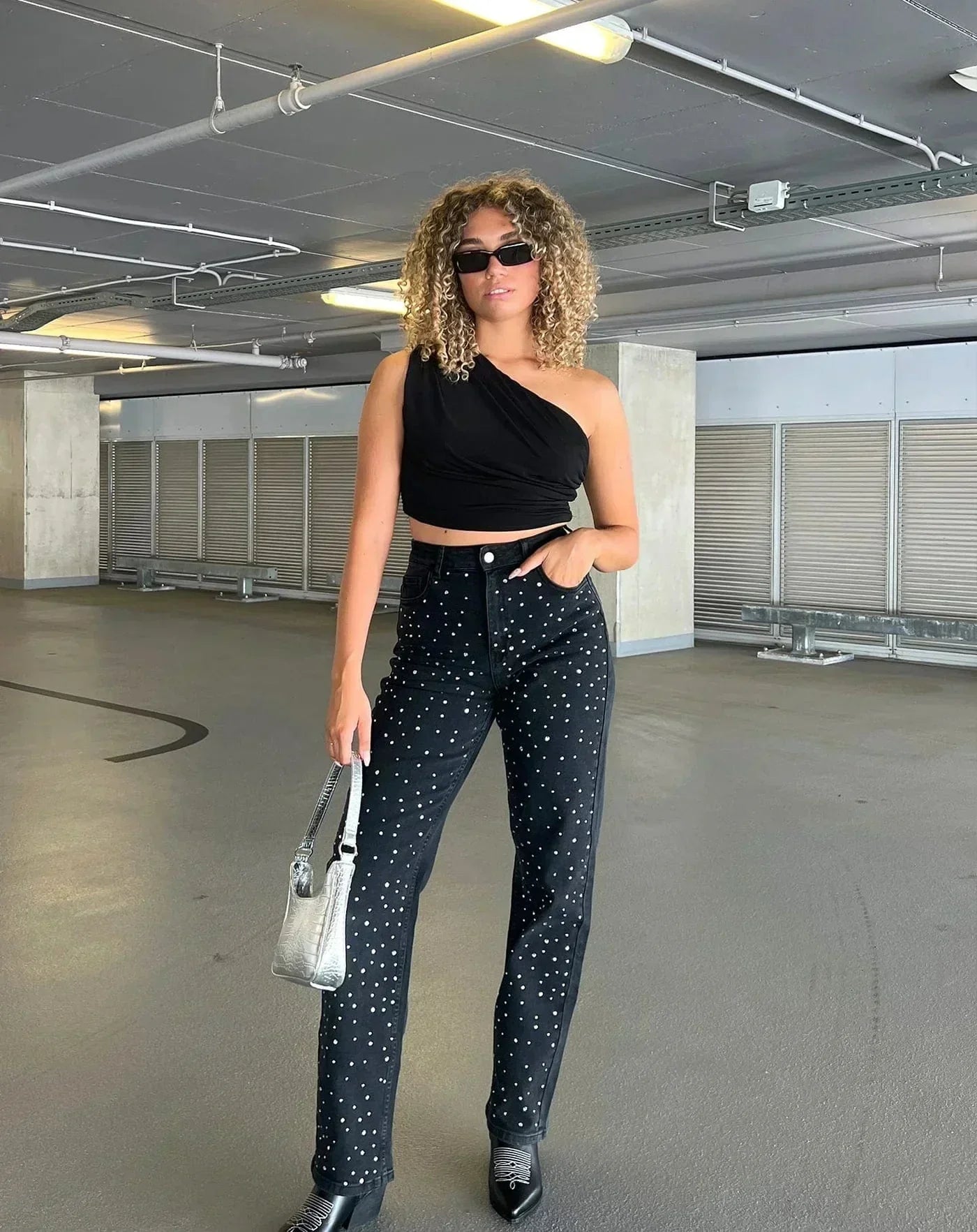 Glitter pailletten denim jeans voor dames – Olivia