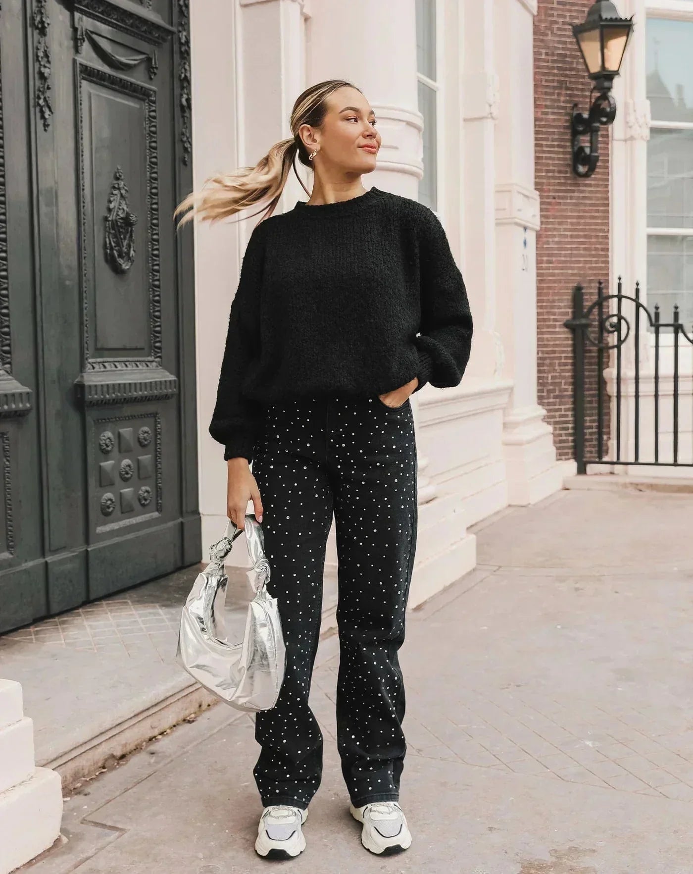 Glitter pailletten denim jeans voor dames – Olivia