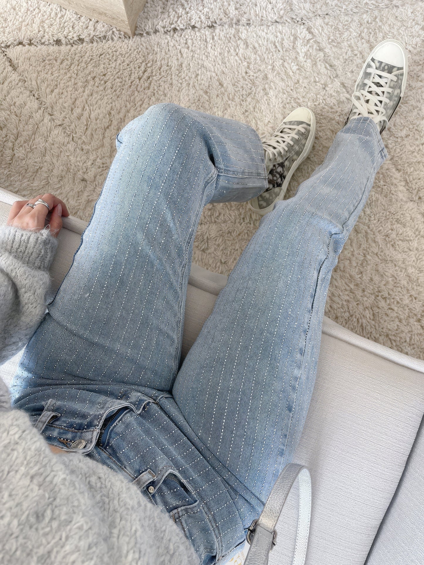 Glitter pailletten denim jeans voor dames – Olivia