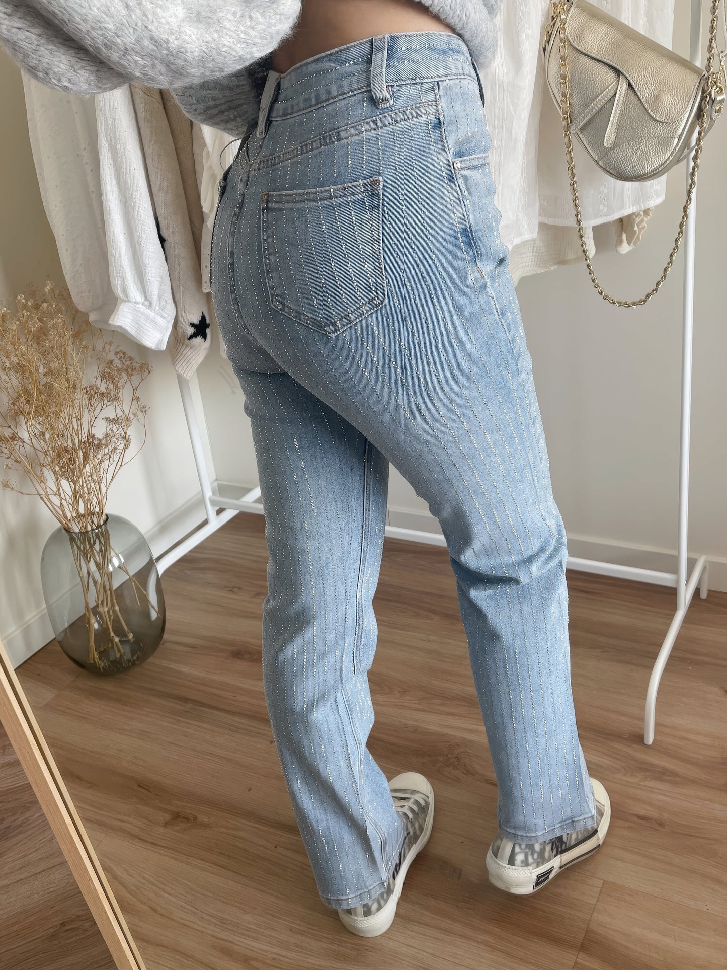 Glitter pailletten denim jeans voor dames – Olivia