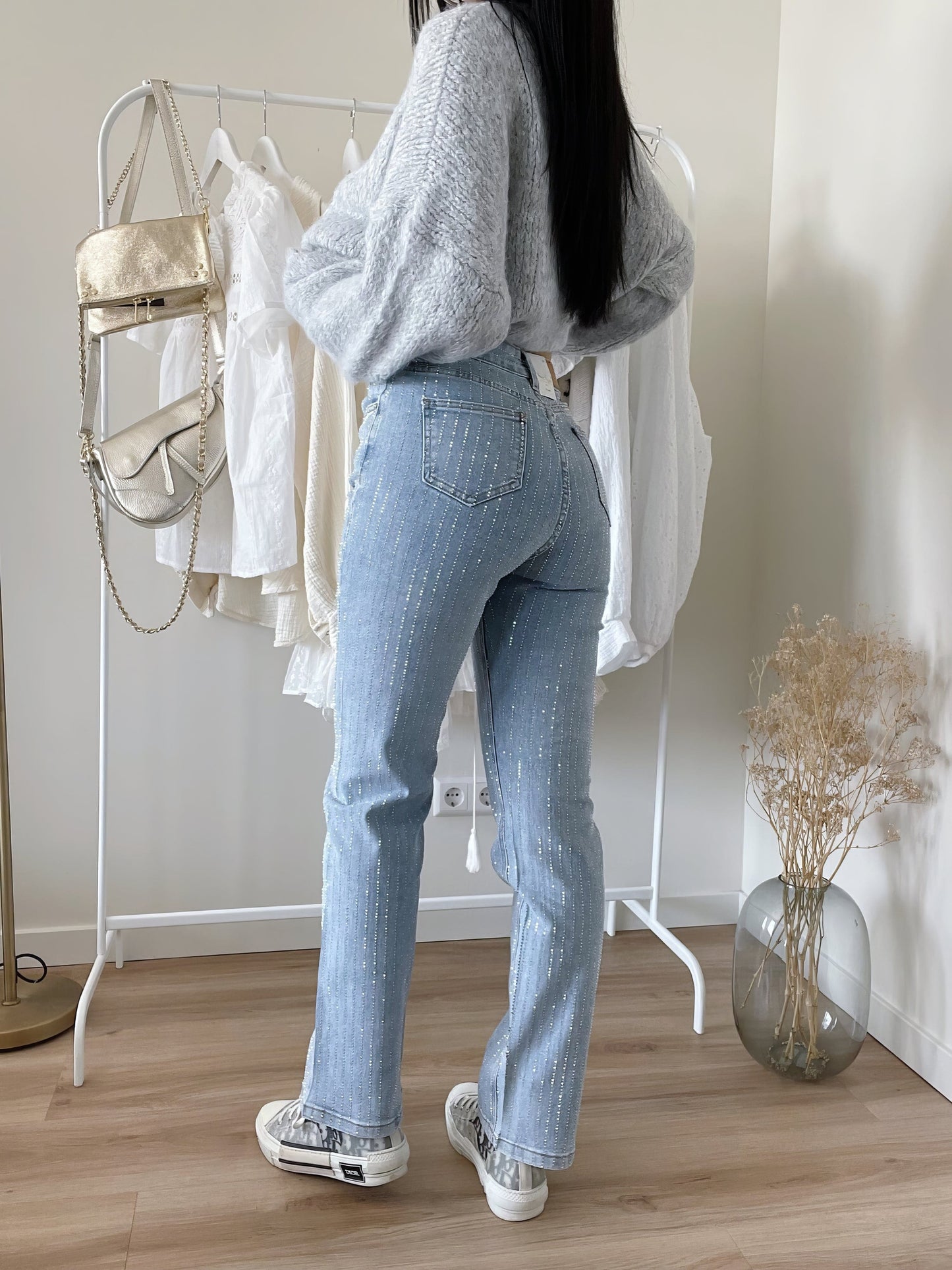 Glitter pailletten denim jeans voor dames – Olivia