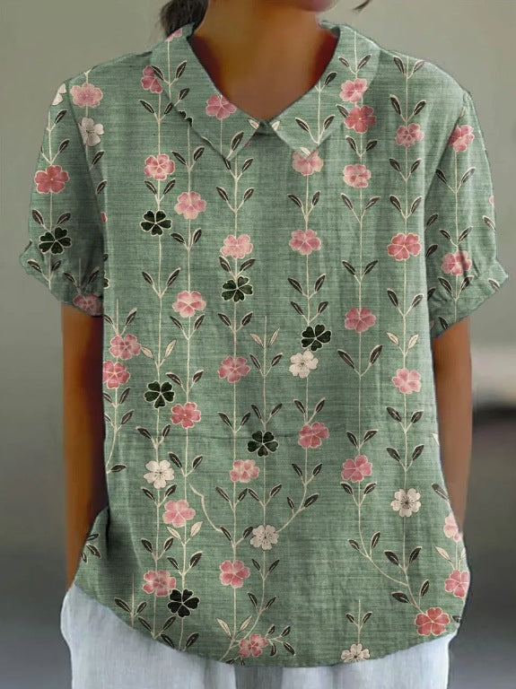 Linnen Blouse Dames Bloemenprint Zomer Casual – Jane