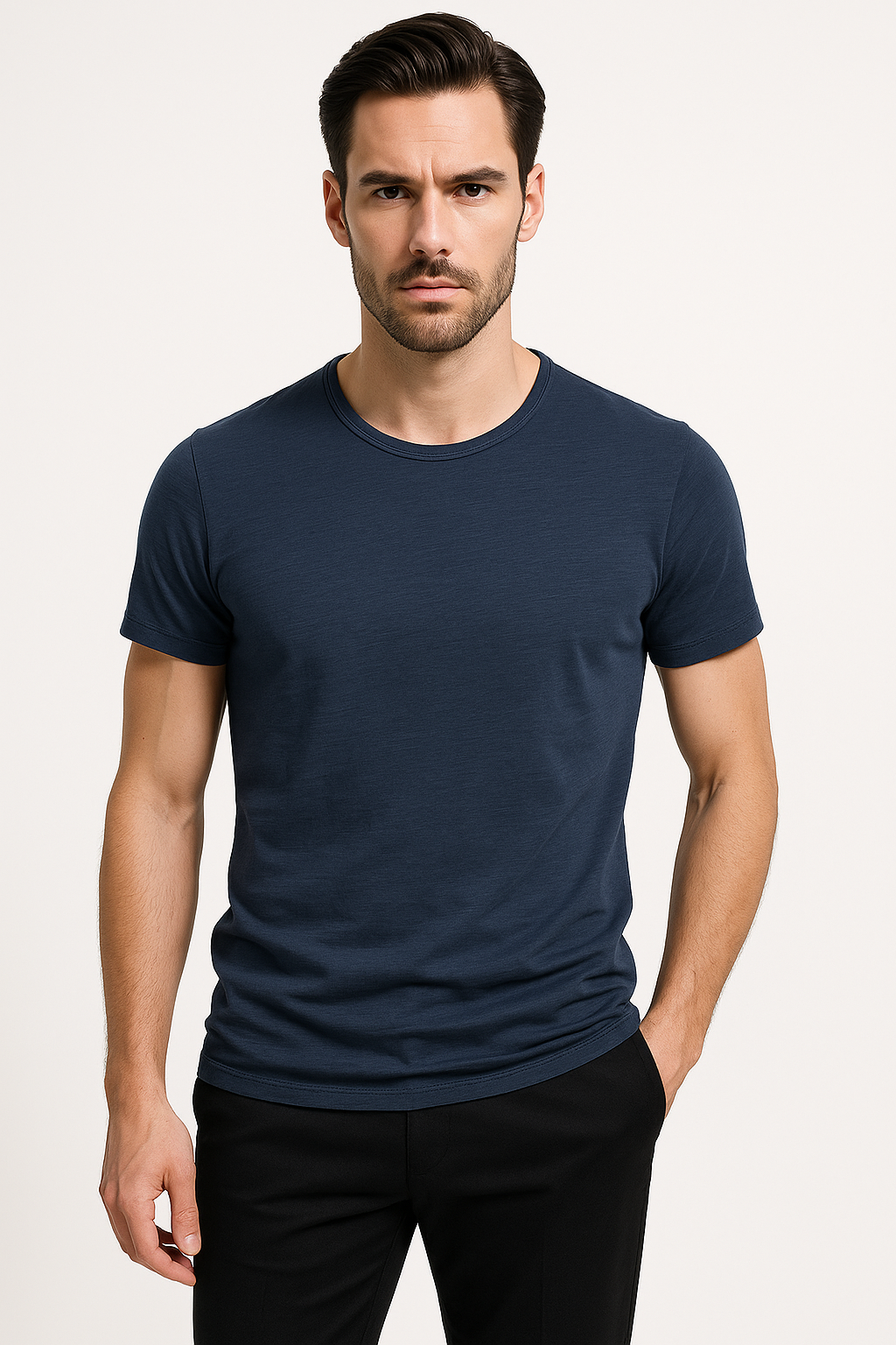 Klassiek heren-T-shirt van katoen met perfecte pasvorm – Noven