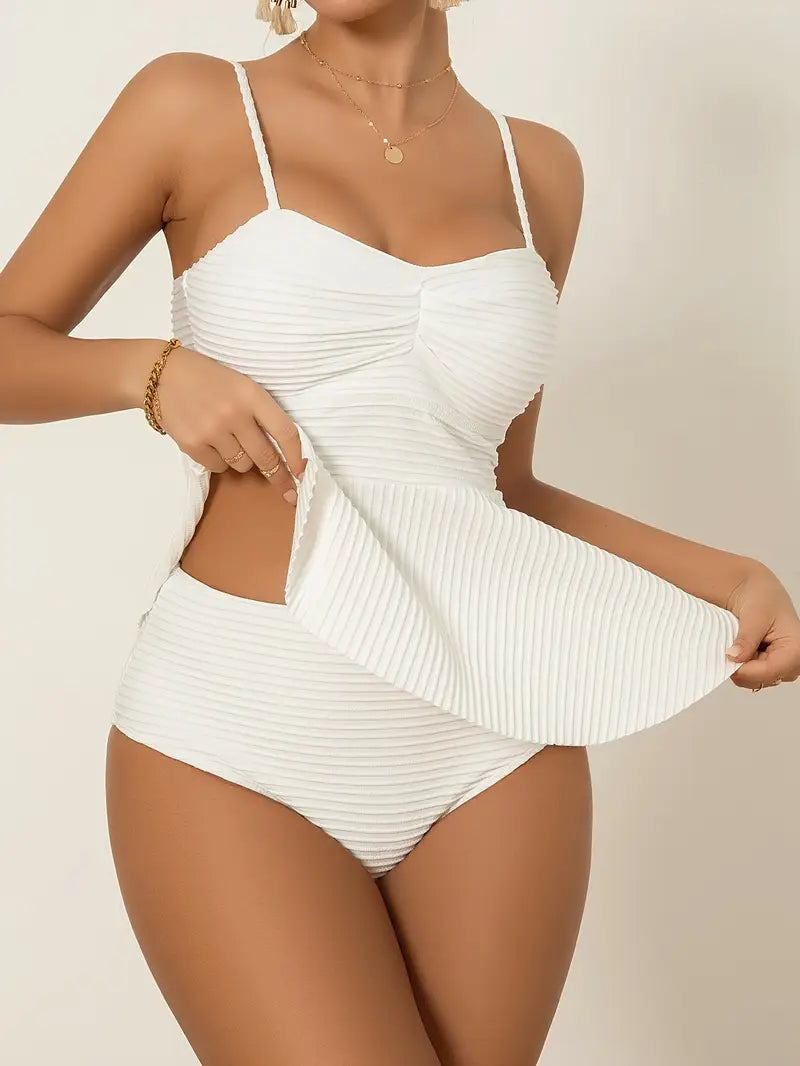 Peplum Tankini Set met Hoge Snit en Comfort – Selmarie