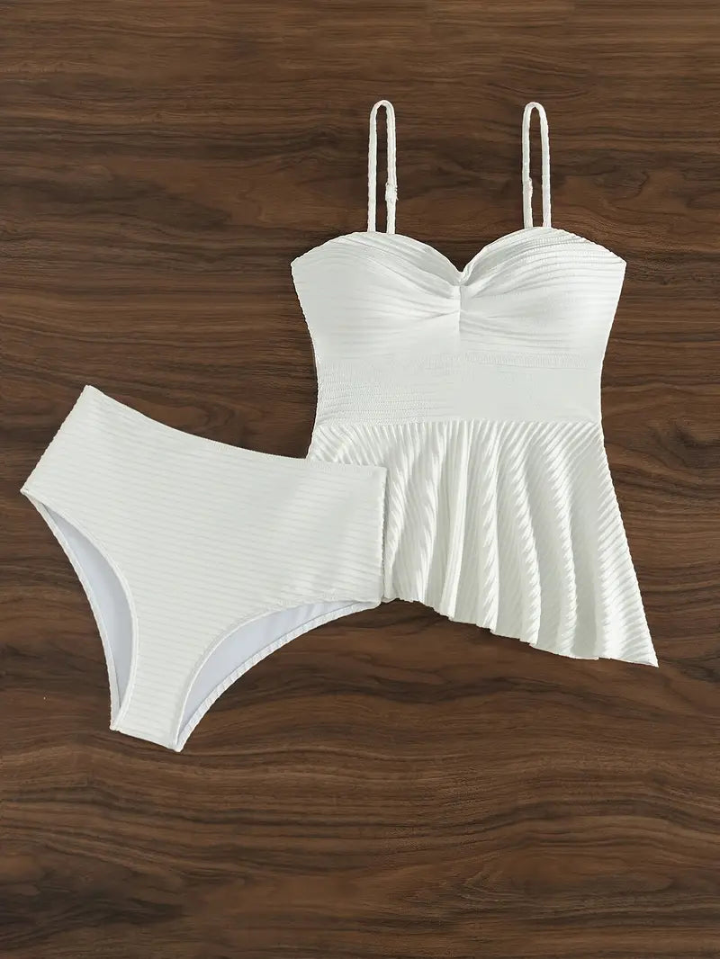 Peplum Tankini Set met Hoge Snit en Comfort – Selmarie