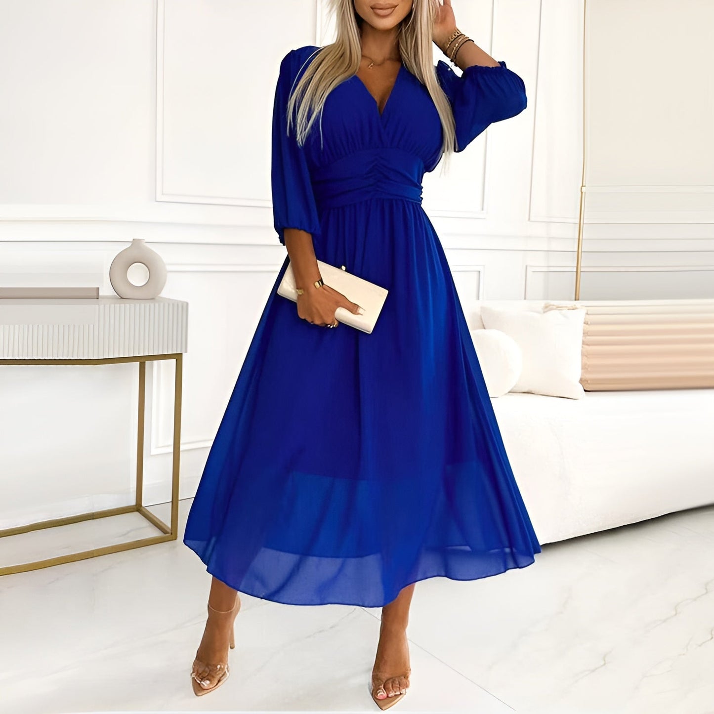 Luchtige chiffon jurk met elegante pasvorm – Veronique