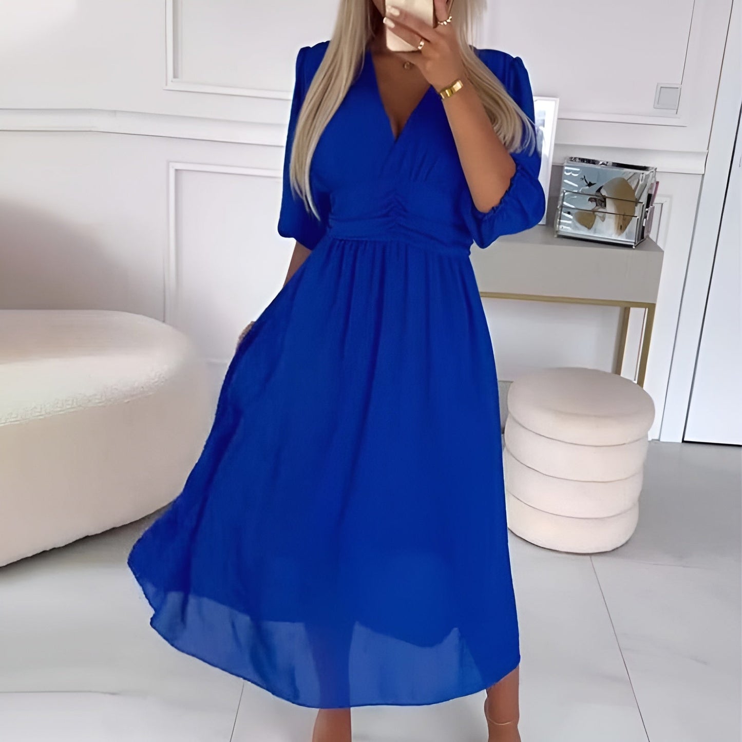Luchtige chiffon jurk met elegante pasvorm – Veronique