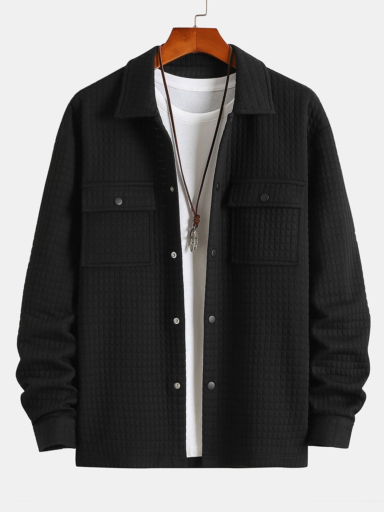 Gequilte Jacquard Overshirt voor Heren met Flapzakken – Lucas