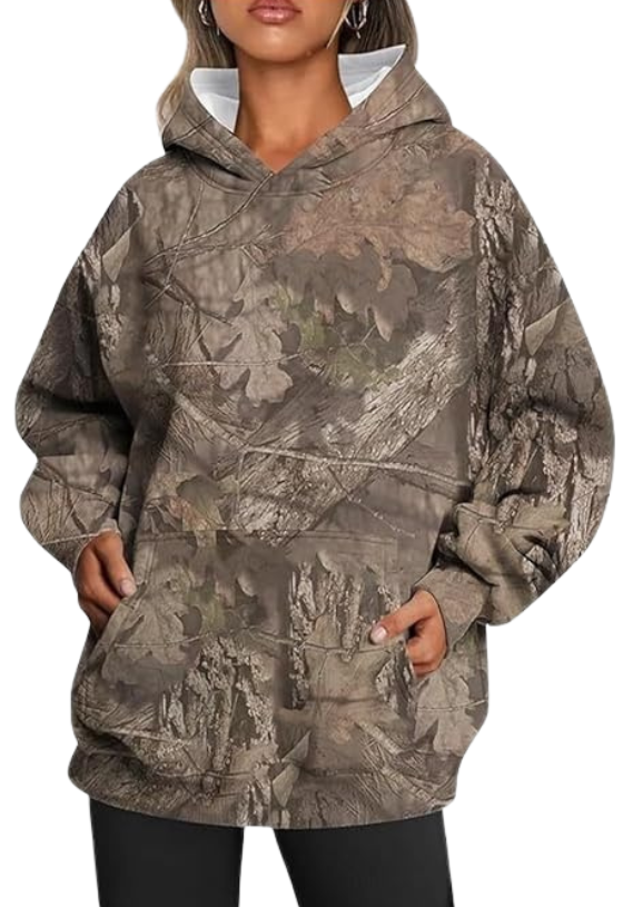 Oversized camouflage hoodie met kangoeroezak – River