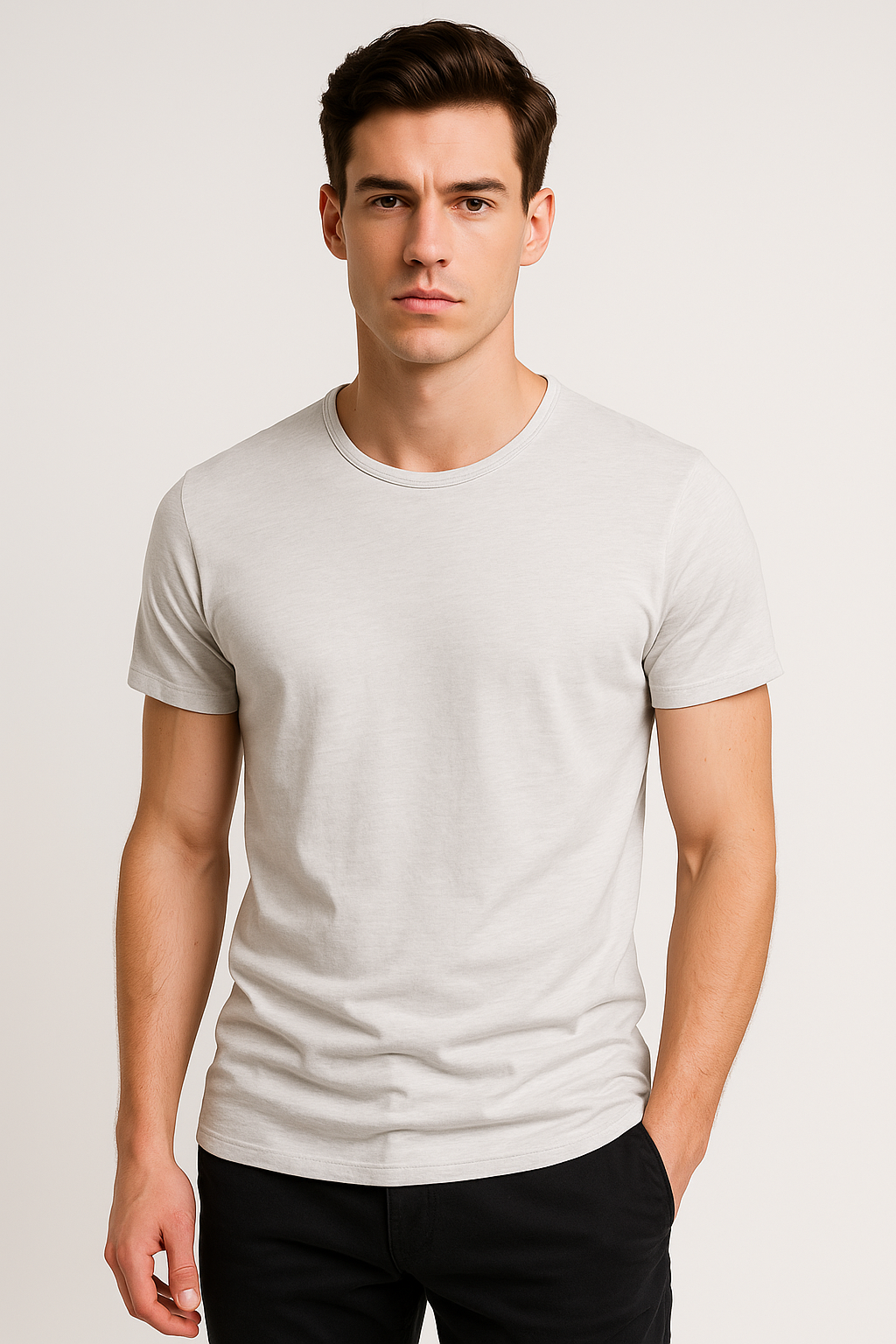 Klassiek heren-T-shirt van katoen met perfecte pasvorm – Noven