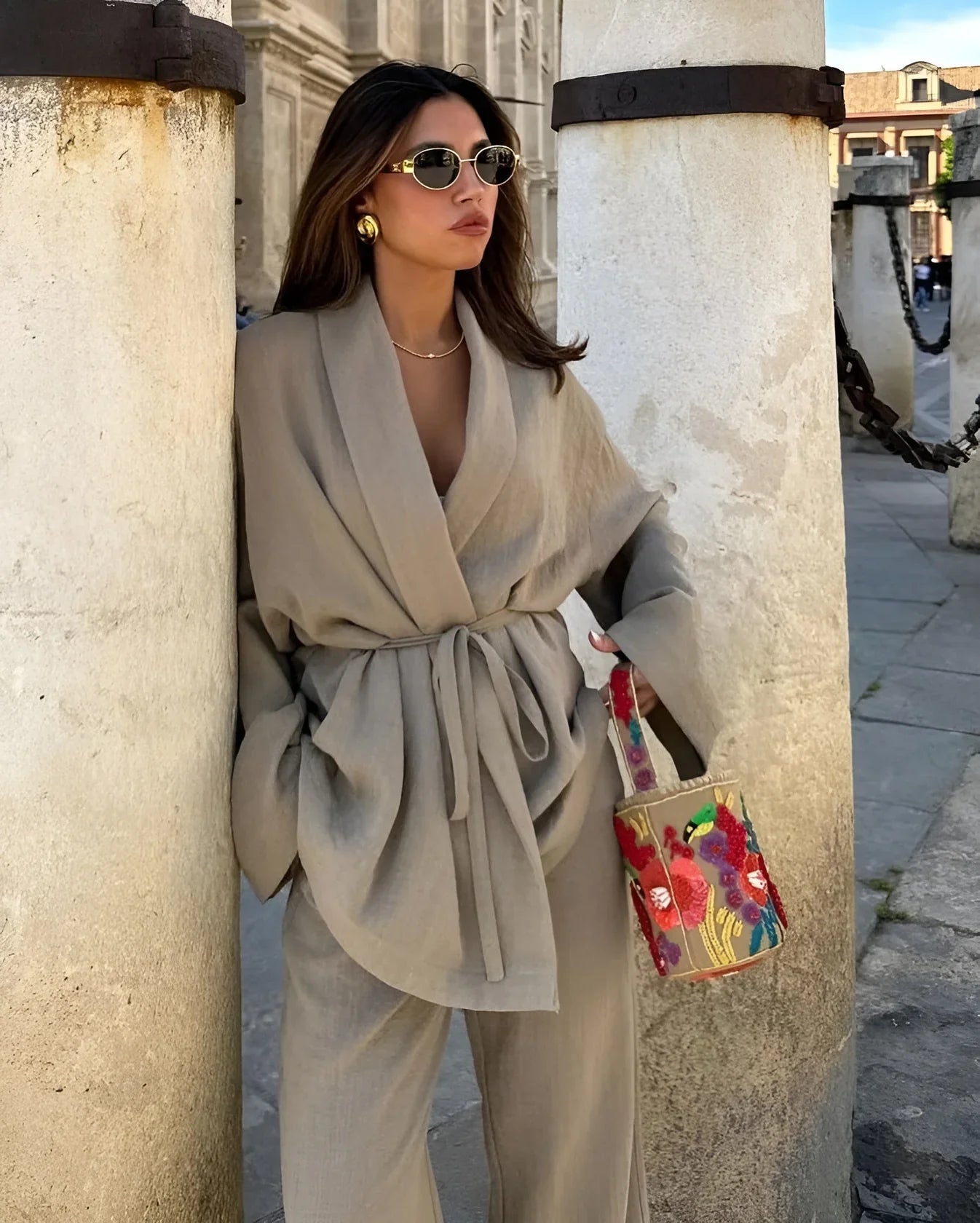 Linnen dames kimono set met chique pasvorm – Aloréa
