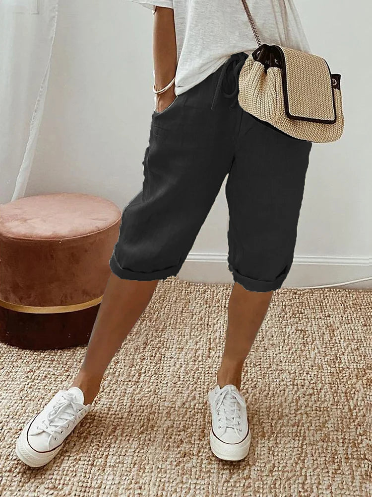 Linnen dames shorts met verstelbare taille – Emma