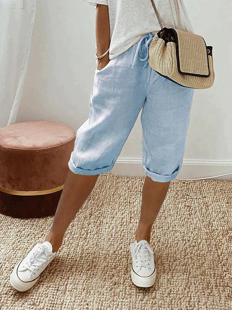 Linnen dames shorts met verstelbare taille – Emma